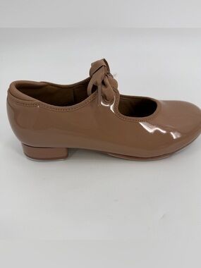 Weissman Tap Shoes Youth Girls Size 1.5 YM Tan Patent Faux Leather Style W600